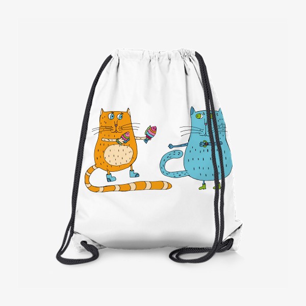 Рюкзак «Влюбленный кот дарит котику рыбок»
