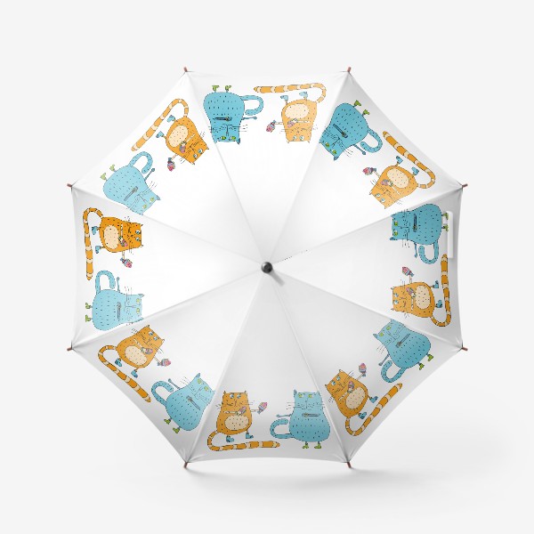 Зонт «Влюбленный кот дарит котику рыбок»