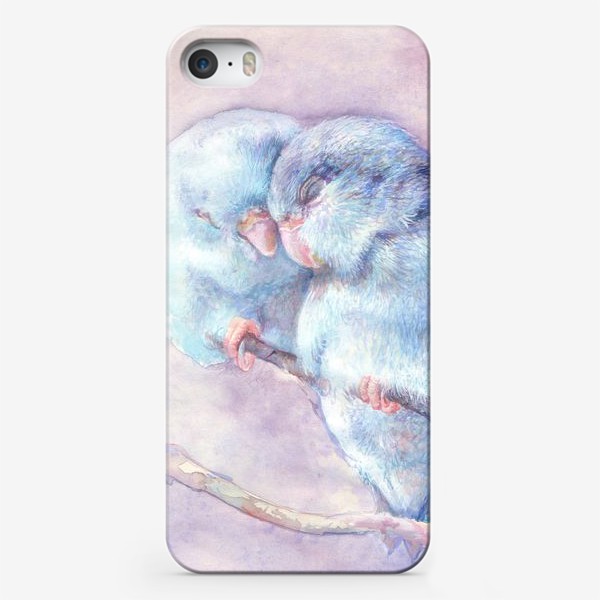 Чехол iPhone «Голубые попугайчики »