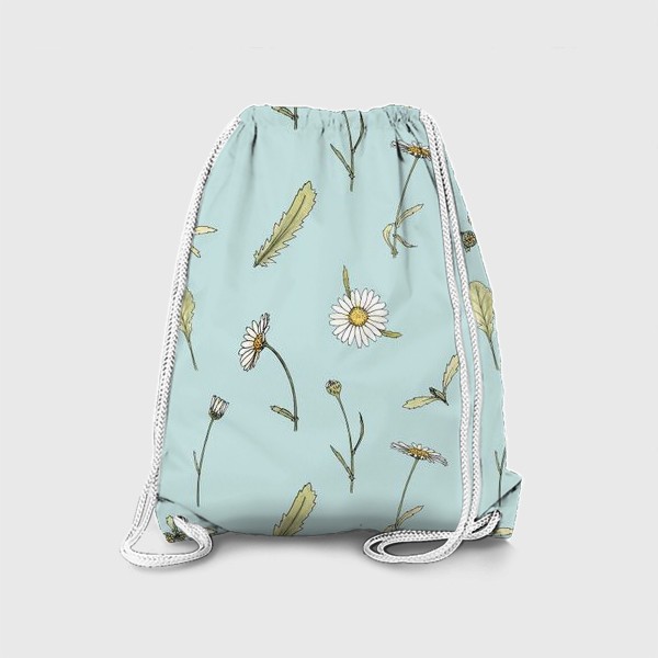 Рюкзак «Ромашки, полевые цветы, лето, на голубом фоне»