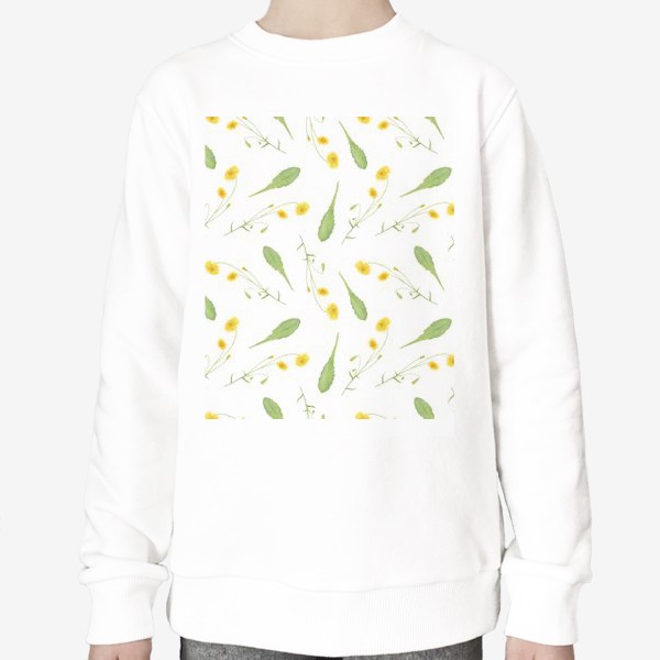 Свитшот &laquo;Одуванчики, полевые цветы, лето, солнце. Акварель на белом фоне&raquo;