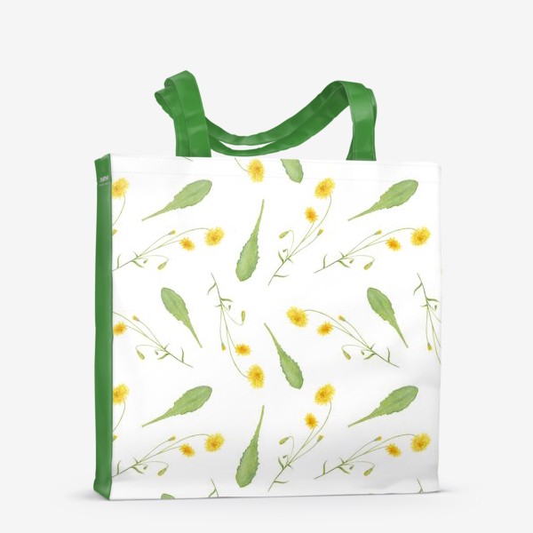 Сумка-шоппер «Одуванчики, полевые цветы, лето, солнце. Акварель на белом фоне»