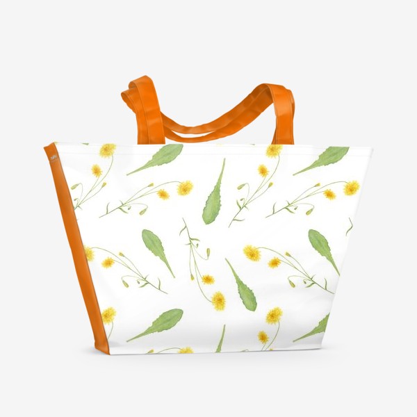 Пляжная сумка &laquo;Одуванчики, полевые цветы, лето, солнце. Акварель на белом фоне&raquo;