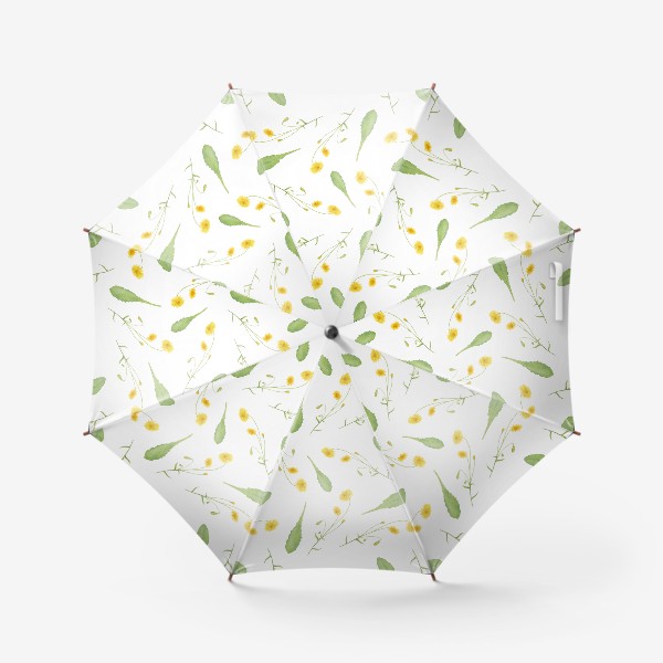 Зонт «Одуванчики, полевые цветы, лето, солнце. Акварель на белом фоне»