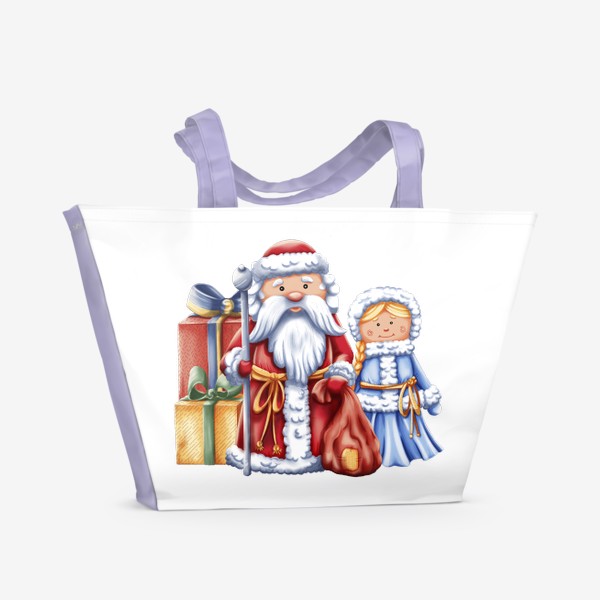 Пляжная сумка «дед мороз со снегурочкой»