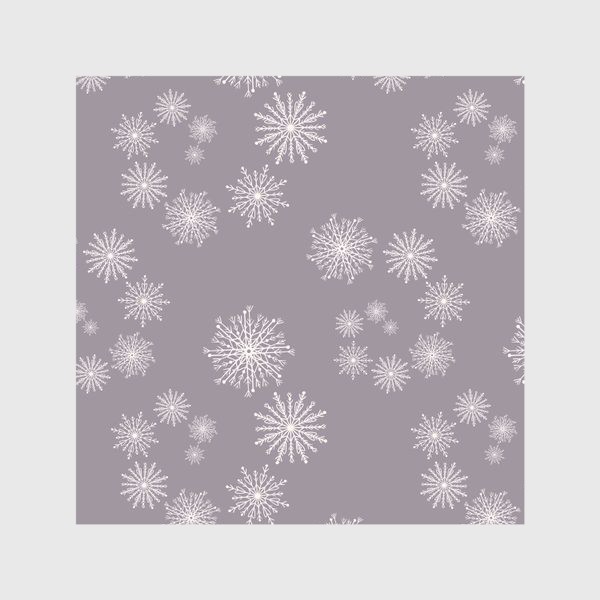 Скатерть «Снежинки новогодний зимний принт на сером фоне »