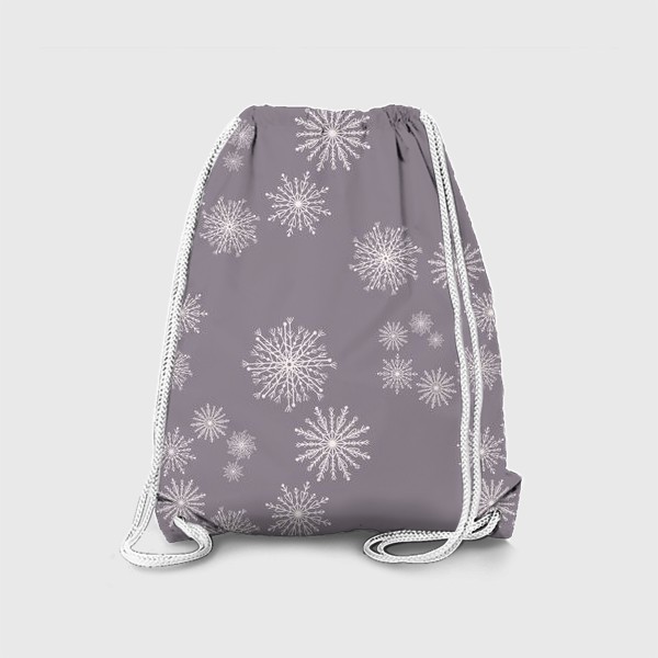 Рюкзак «Снежинки новогодний зимний принт на сером фоне »