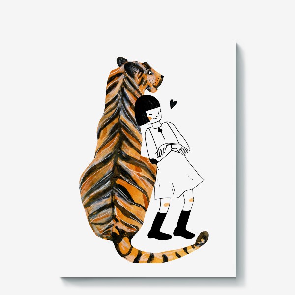 Холст «Тигр с девочкой»