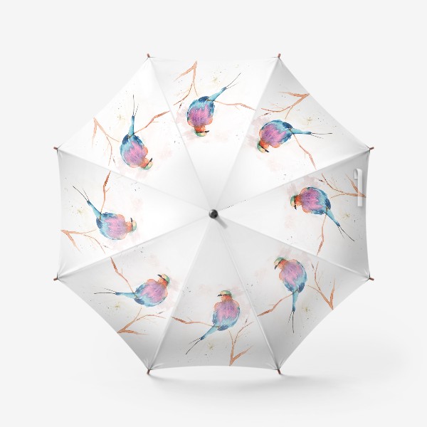 Зонт «Птицы. Сиреневогрудая сизоворонка. »
