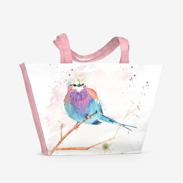 Пляжная сумка «Птицы. Сиреневогрудая сизоворонка. »