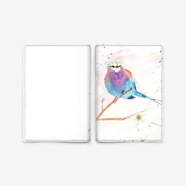 Обложка для паспорта «Птицы. Сиреневогрудая сизоворонка. »