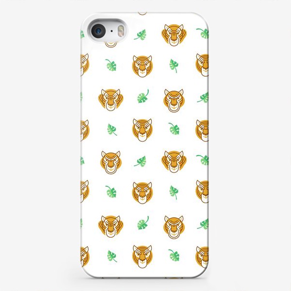 Чехол iPhone «Тигры и листья. Тигр - символ 2022 года в Китайском календаре»