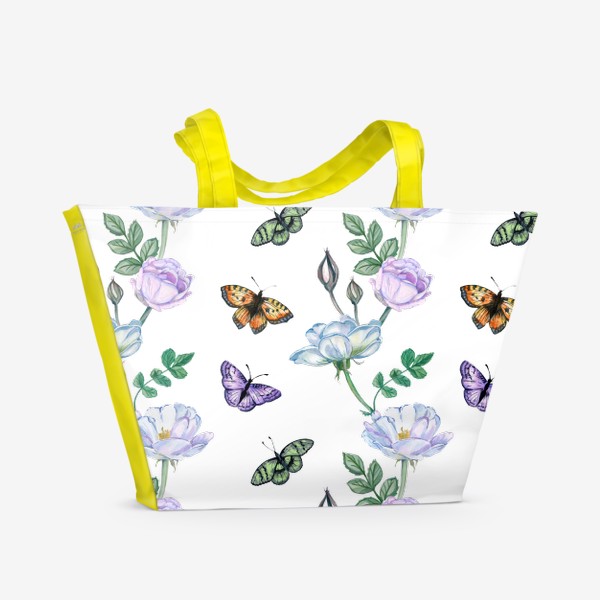 Пляжная сумка «Цветы и бабочки»