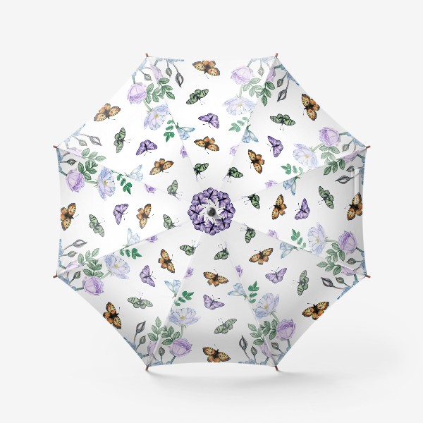 Зонт «Цветы и бабочки»