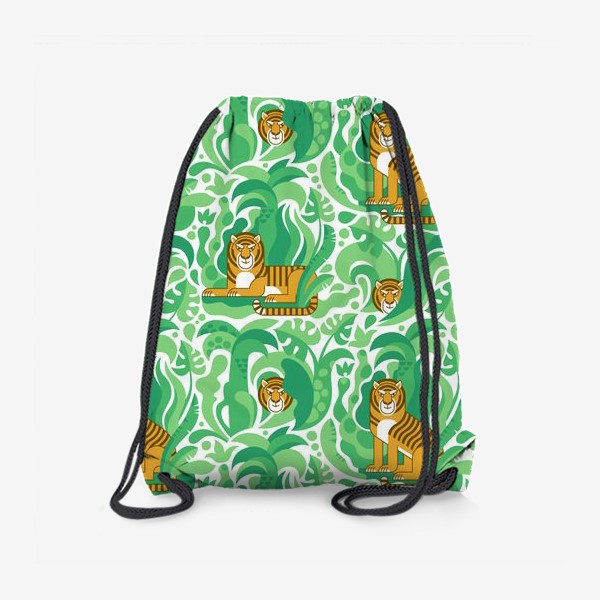 Рюкзак «Тигры среди тропического леса. Символ 2022. Паттерн»