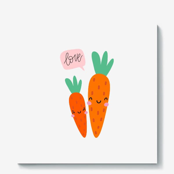Холст «Милые морковки и леттеринг LOVE»