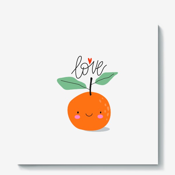 Холст «Милый мандарин и надпись LOVE»