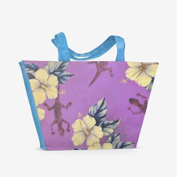 Пляжная сумка «Ящерицы в цветах (Lizards in flowers) »