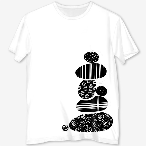 Футболка с полной запечаткой «Башня из камней или абстрактный черно-белый  узор»