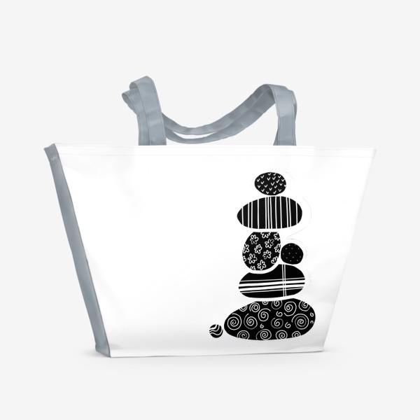 Пляжная сумка «Башня из камней или абстрактный черно-белый  узор»