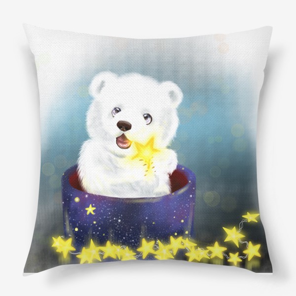 Подушка «Белый медвежонок со звёздами»