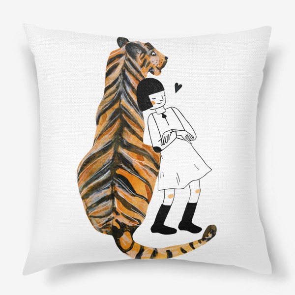 Подушка «Тигр с девочкой»