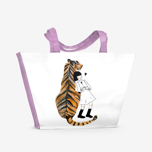 Пляжная сумка «Тигр с девочкой»