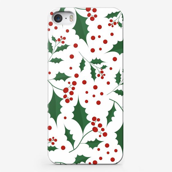 Чехол iPhone «Рождественский паттерн. Остролист. Падуб»