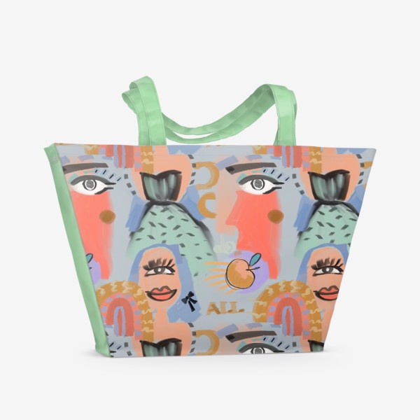 Пляжная сумка «Абстрактный принт с яркими циклопами»