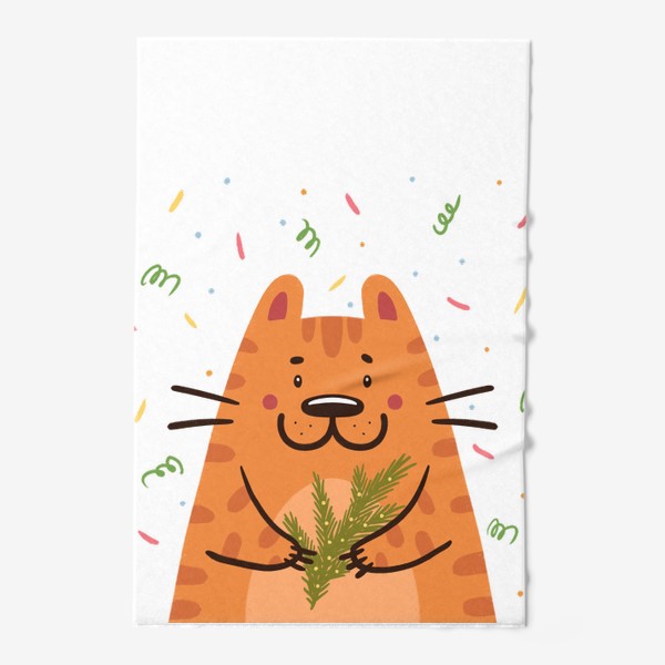 Полотенце «Милый тигр с еловой веточкой. Новый год 2022. Год тигра»