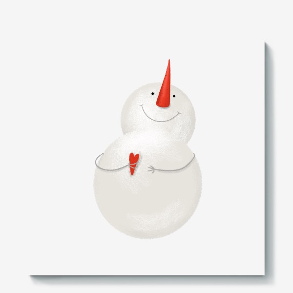 Холст «Снеговик. волшебство. Новый год, Рождество. Дед Мороз, Санта. Зима. Снег, шарф, шапка, сердце, любовь, девушке, парню»