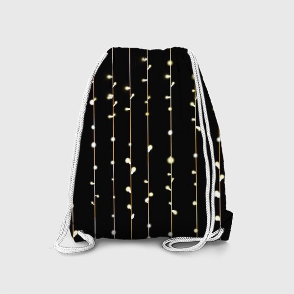 Рюкзак «Светящиеся гирлянды на черном. Огоньки в Новый год»