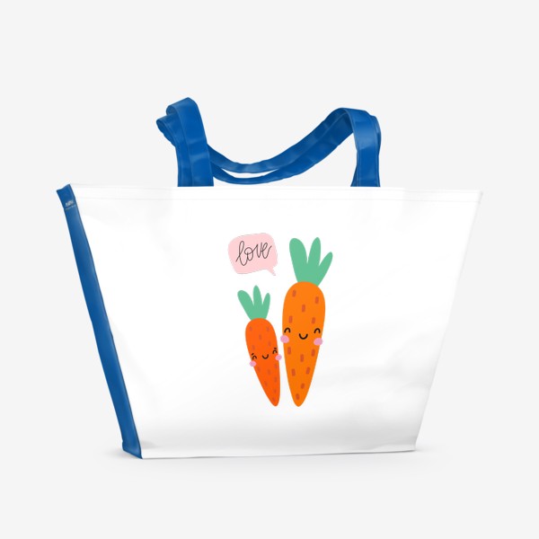 Пляжная сумка «Милые морковки и леттеринг LOVE»