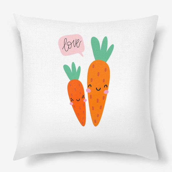 Подушка «Милые морковки и леттеринг LOVE»