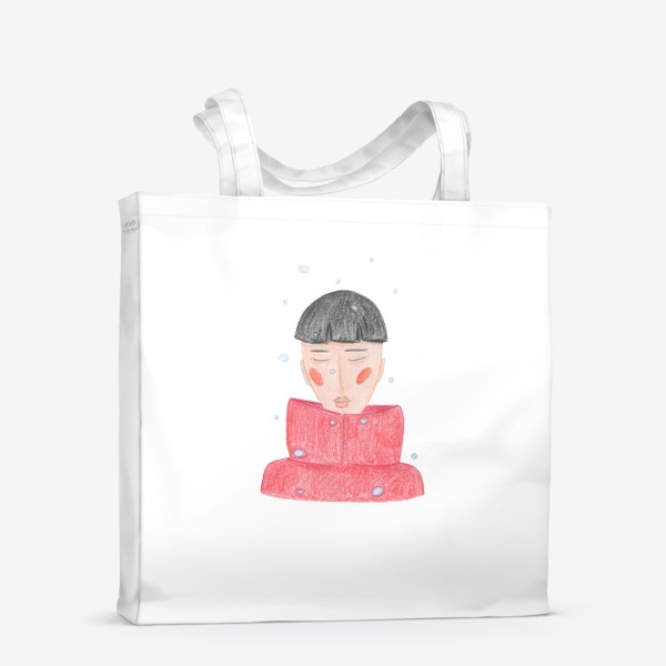 Сумка-шоппер &laquo;Мальчик в красном пуховике под снегом Минимализм&raquo;