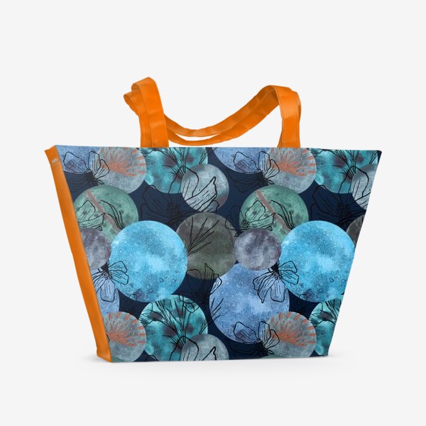 Пляжная сумка «Цветы на акварельных кругах »