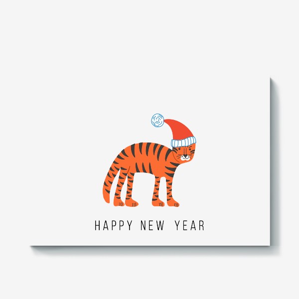 Холст «Новогодний принт с тигром»