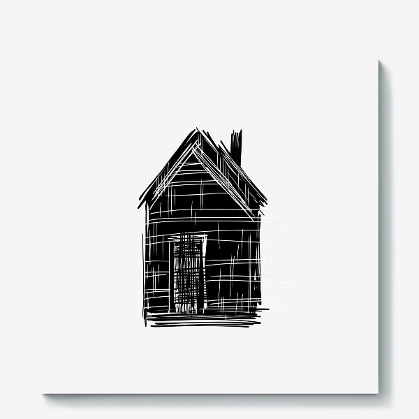 Холст «Черно-белый дом в стиле минимализм»