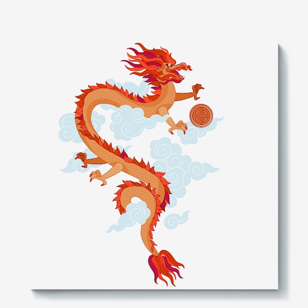 Холст «Китайский Дракон с жемчужиной»