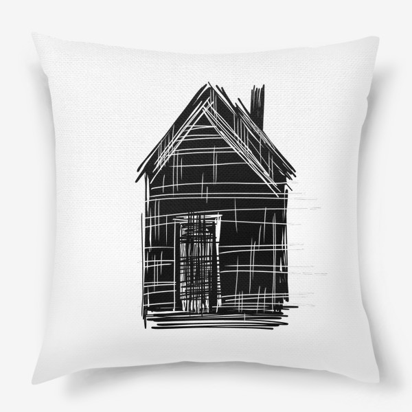 Подушка «Черно-белый дом в стиле минимализм»