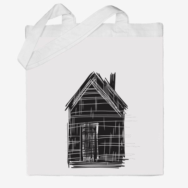 Сумка хб «Черно-белый дом в стиле минимализм»