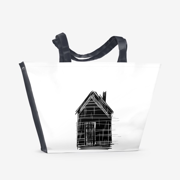 Пляжная сумка «Черно-белый дом в стиле минимализм»