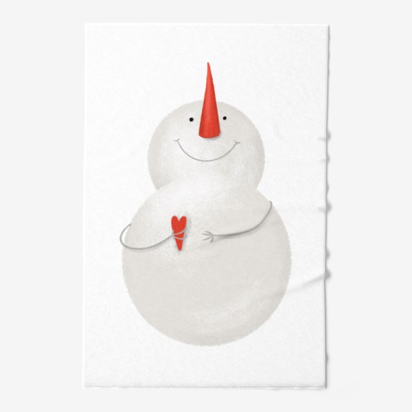 Полотенце &laquo;Снеговик. волшебство. Новый год, Рождество. Дед Мороз, Санта. Зима. Снег, шарф, шапка, сердце, любовь, девушке, парню&raquo;