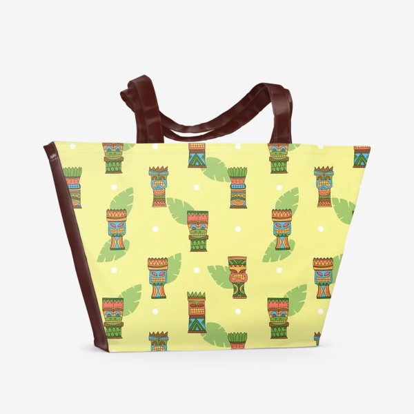 Пляжная сумка «Тики идол и тропические листья»