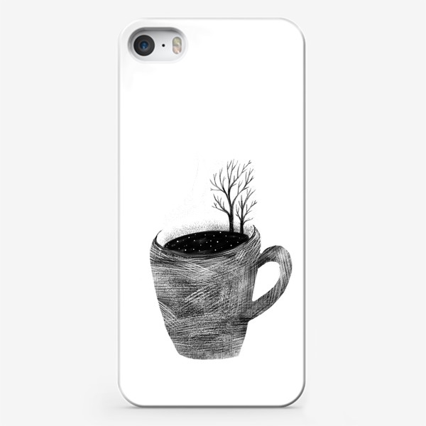 Чехол iPhone «Чашка чая и деревья. Зимний пейзаж»