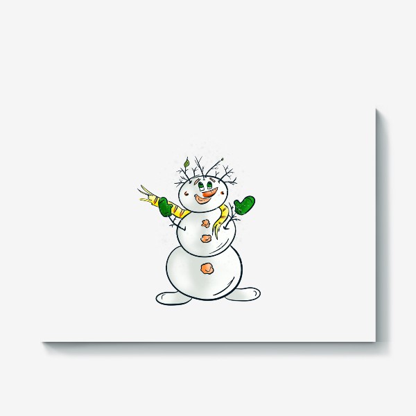 Холст «Радостный снеговик»