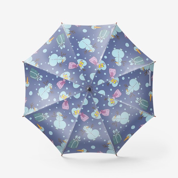Зонт «Забавные снеговики на синем»