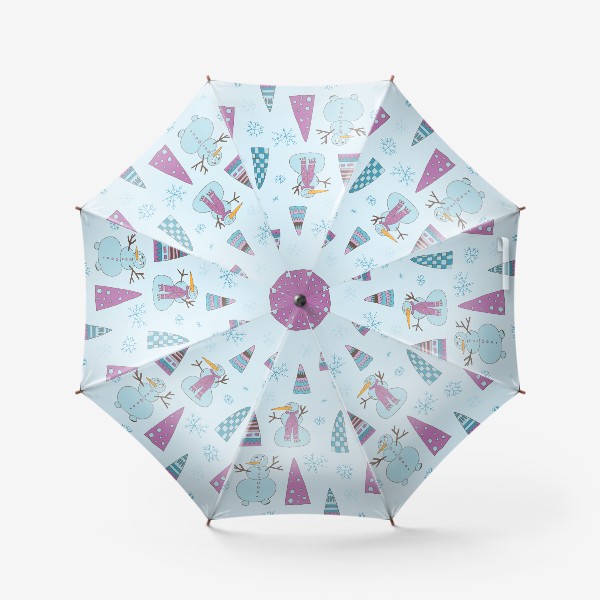 Зонт «Снеговики с ёлочками»
