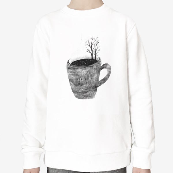 Свитшот «Чашка чая и деревья. Зимний пейзаж»