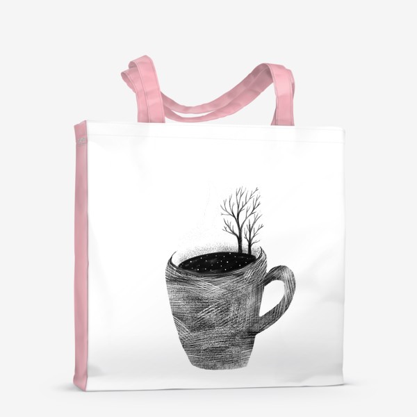 Сумка-шоппер «Чашка чая и деревья. Зимний пейзаж»